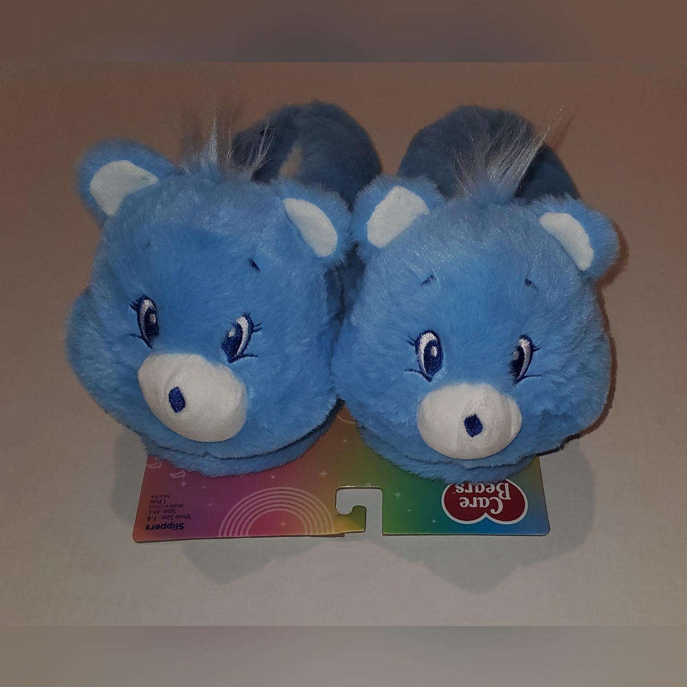 Care Bears Grump Blue Slippers Sz 7/8 Med/Lrg